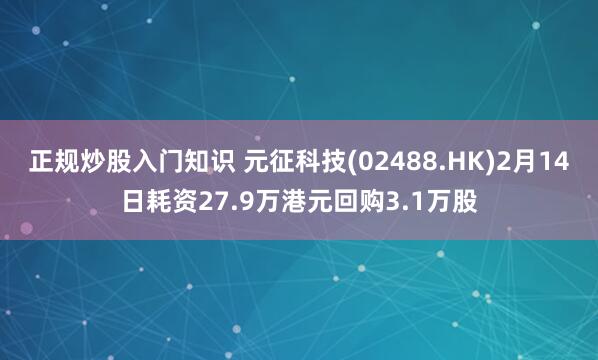 正规炒股入门知识 元征科技(02488.HK)2月14日耗资27.9万港元回购3.1万股